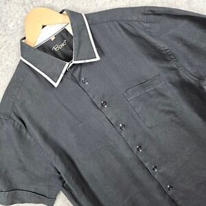 BOHIO Men's Black 100% Linen Short Sleeve Button Up Shirt Size‎ XL Summer Travel